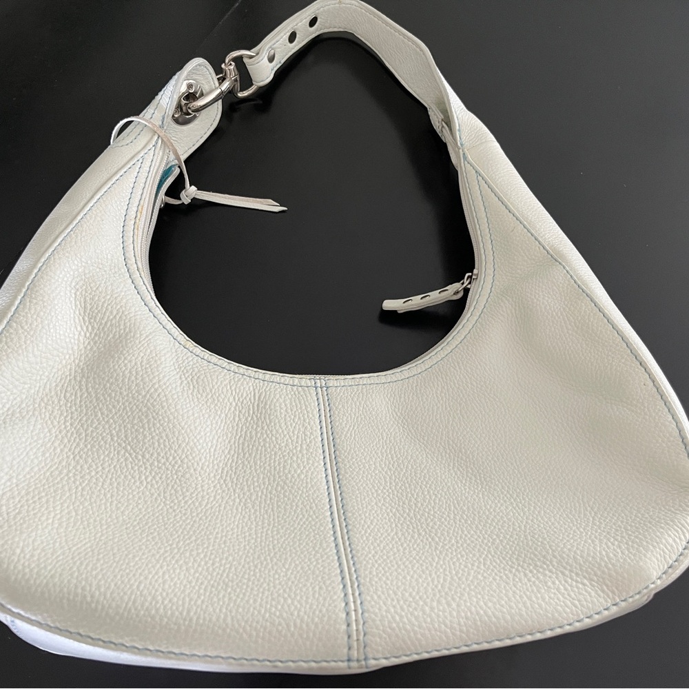 Vintage Rolfs White Leather Hobo Bag